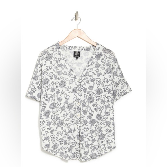 BOBEAU Floral Button Up Tie Front - Picture 2 of 12